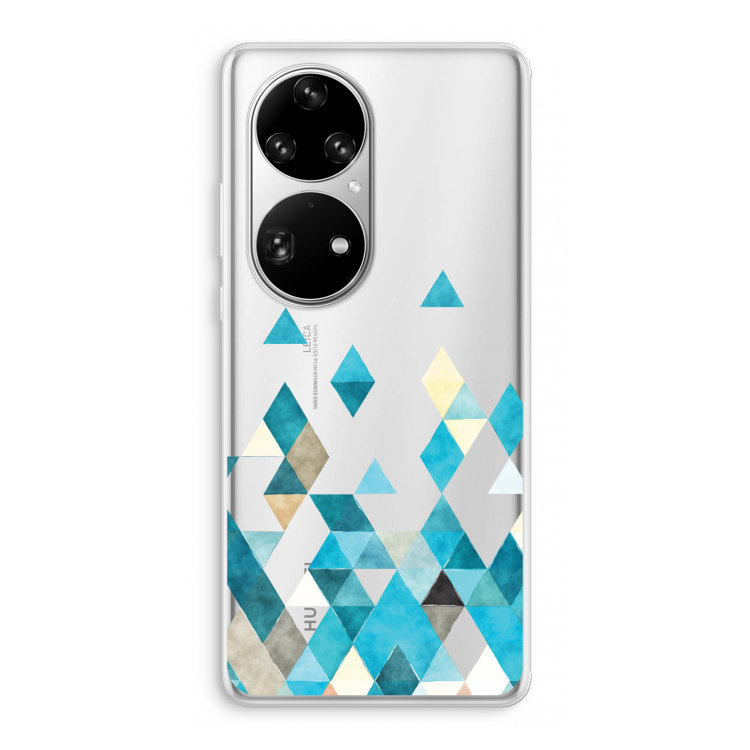 Gekleurde driehoekjes blauw: Huawei P50 Pro Transparant Hoesje