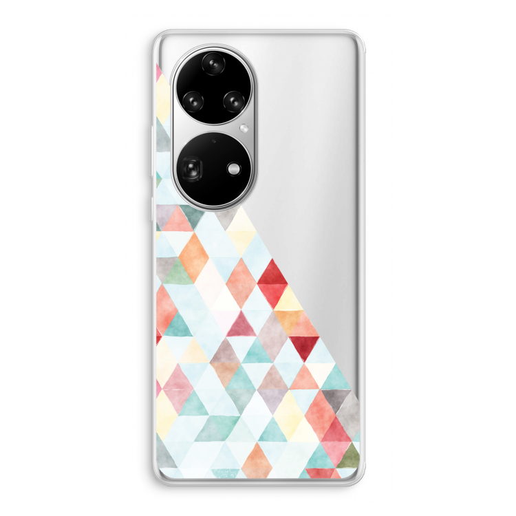 Gekleurde driehoekjes pastel: Huawei P50 Pro Transparant Hoesje