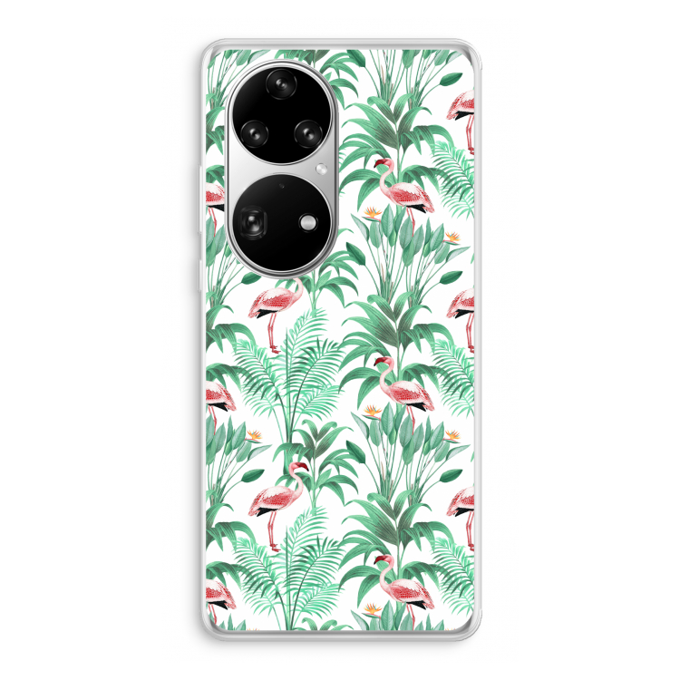 Flamingo bladeren: Huawei P50 Pro Transparant Hoesje