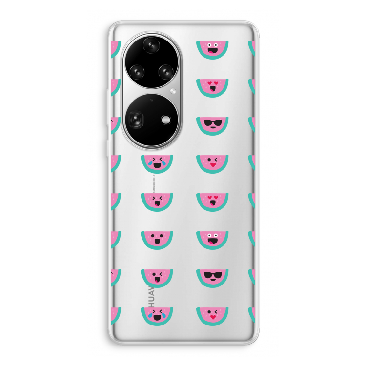 Smiley watermeloenprint: Huawei P50 Pro Transparant Hoesje