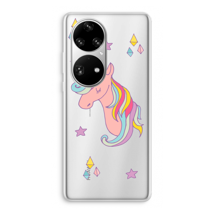Roze eenhoorn: Huawei P50 Pro Transparant Hoesje
