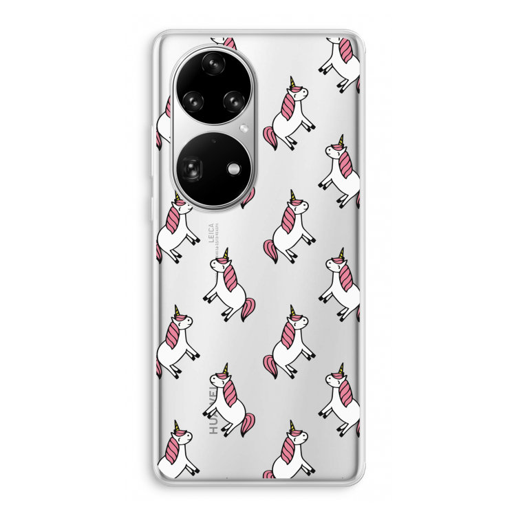 Eenhoorns overal: Huawei P50 Pro Transparant Hoesje
