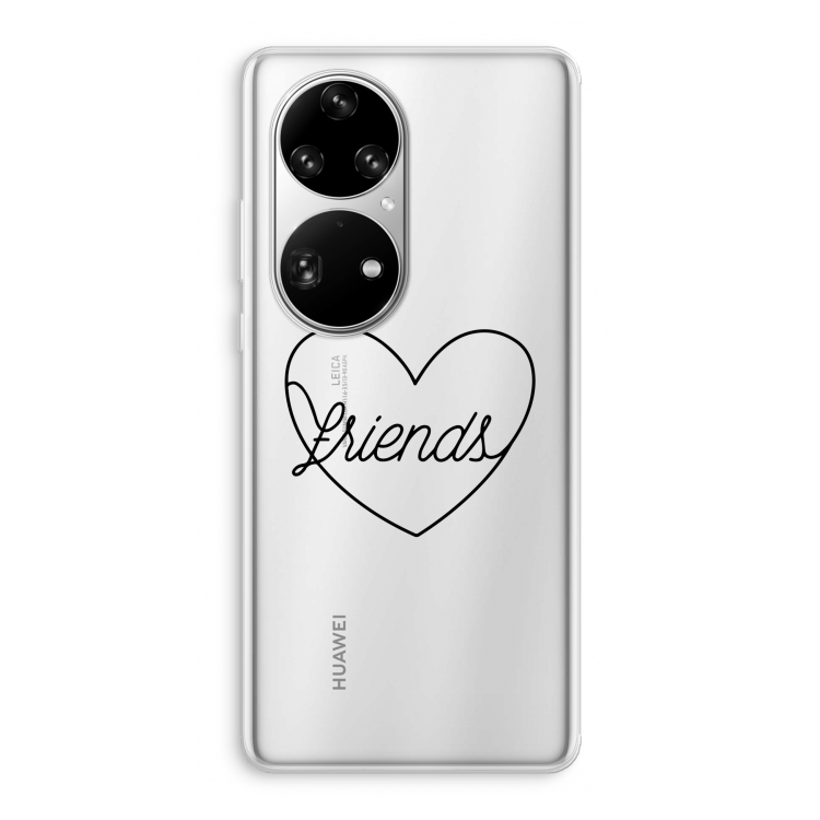 Friends heart black: Huawei P50 Pro Transparant Hoesje