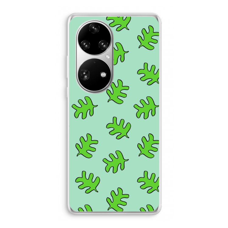 Groene blaadjes: Huawei P50 Pro Transparant Hoesje