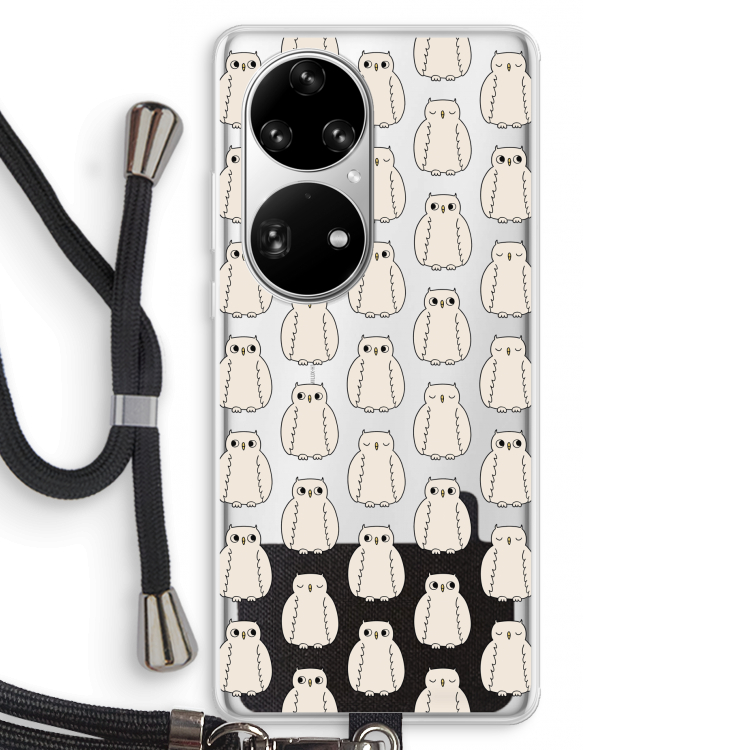 Uilen: Huawei P50 Pro Transparant Hoesje met koord