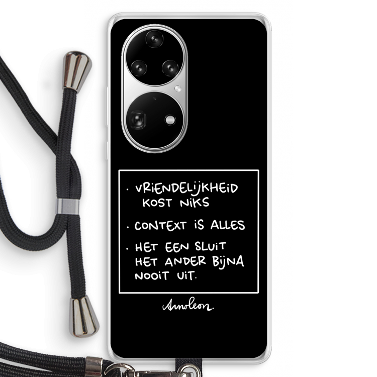 Mijn Motto's: Huawei P50 Pro Transparant Hoesje met koord
