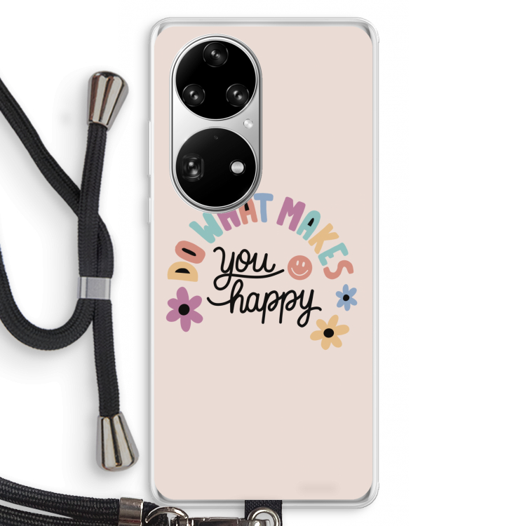 Happy days: Huawei P50 Pro Transparant Hoesje met koord
