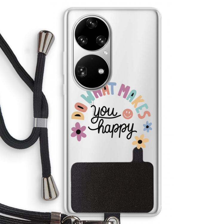 Happy days: Huawei P50 Pro Transparant Hoesje met koord