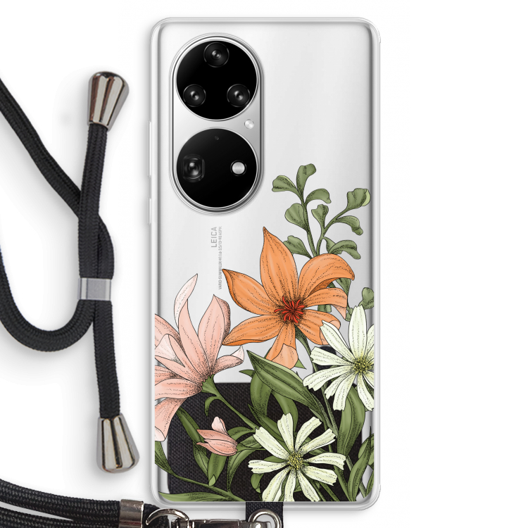 Floral bouquet: Huawei P50 Pro Transparant Hoesje met koord