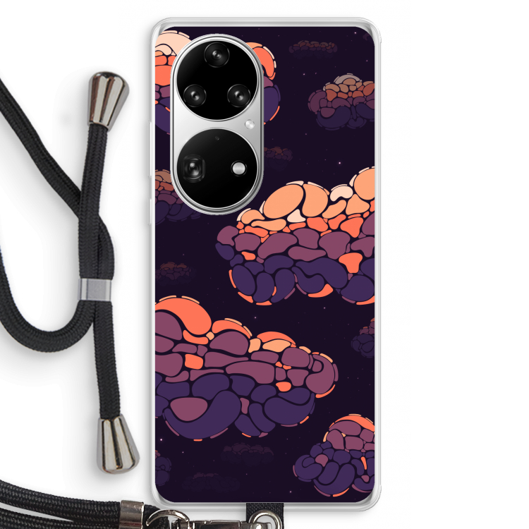 Patroon Wolken: Huawei P50 Pro Transparant Hoesje met koord