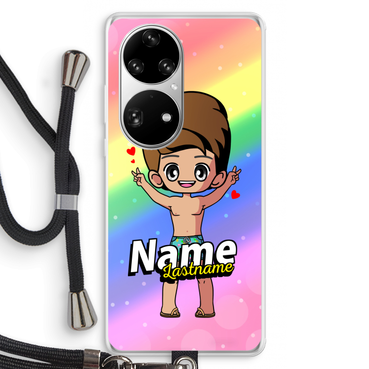 Chibi Maker man: Huawei P50 Pro Transparant Hoesje met koord