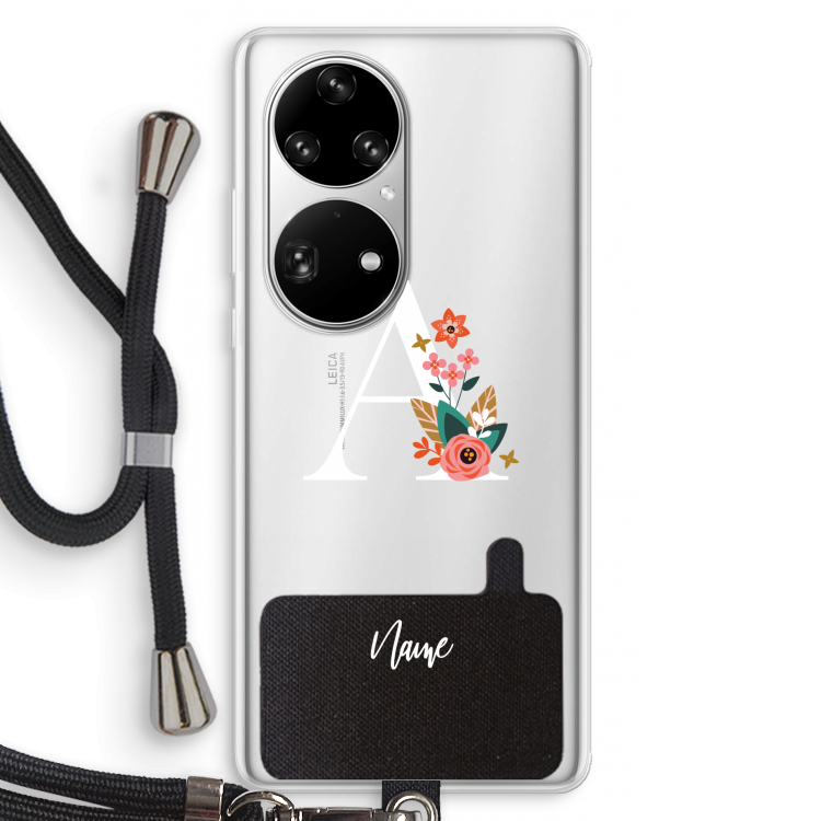 Pink Bouquet: Huawei P50 Pro Transparant Hoesje met koord