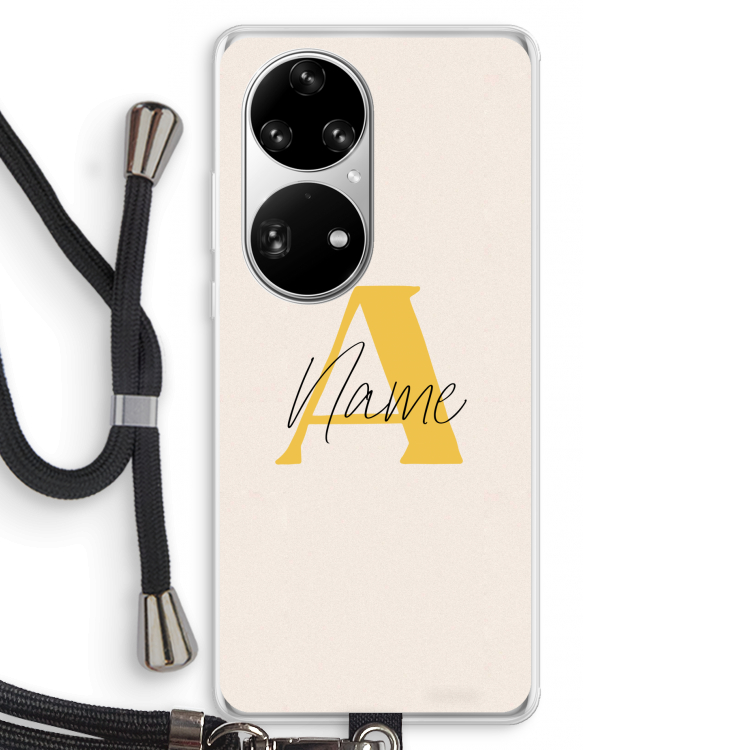 Amber Script: Huawei P50 Pro Transparant Hoesje met koord