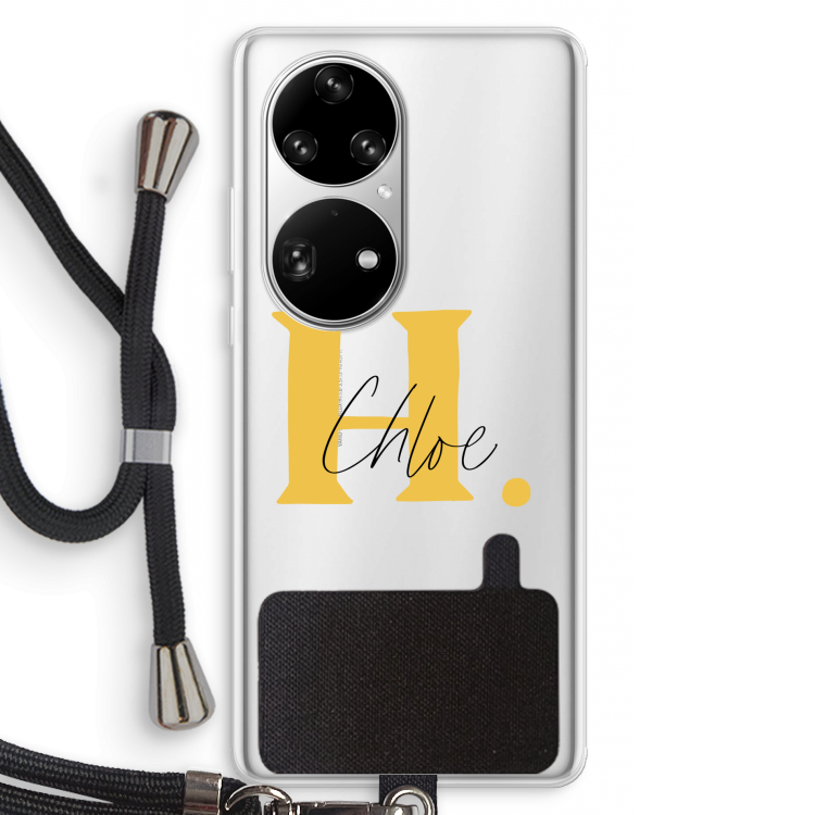Amber Script: Huawei P50 Pro Transparant Hoesje met koord