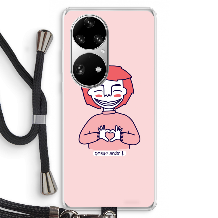 Hartje: Huawei P50 Pro Transparant Hoesje met koord