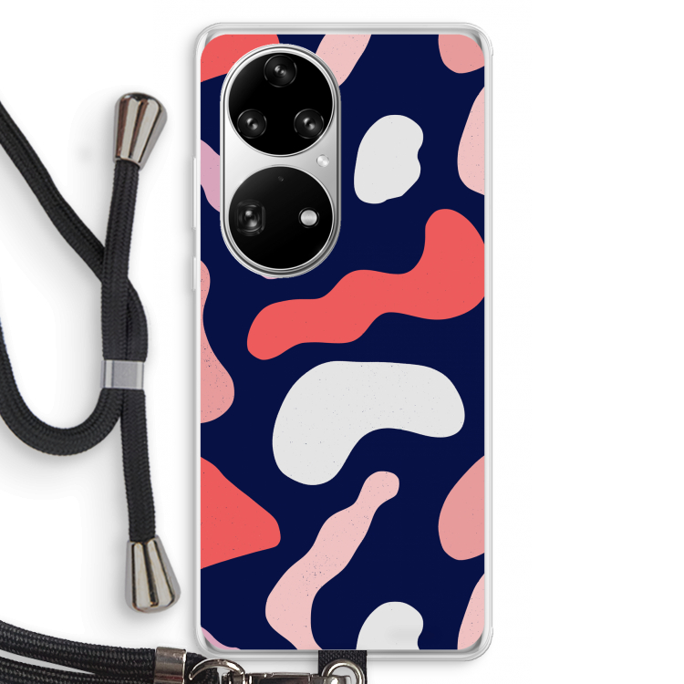 Memphis Shapes Pink: Huawei P50 Pro Transparant Hoesje met koord