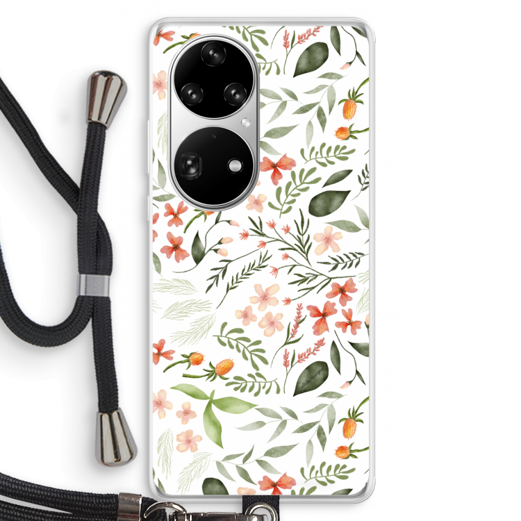 Sweet little flowers: Huawei P50 Pro Transparant Hoesje met koord