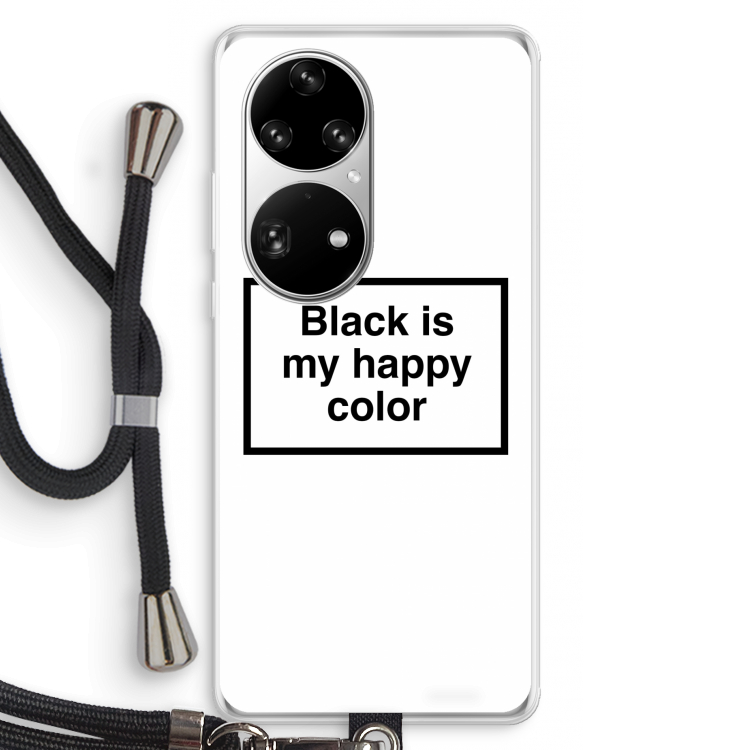 Black is my happy color: Huawei P50 Pro Transparant Hoesje met koord
