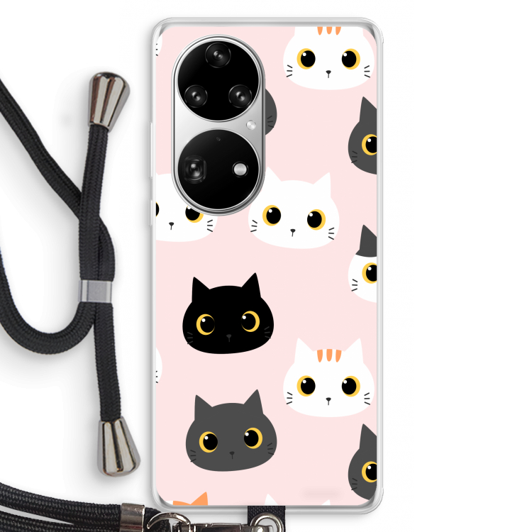 Katten: Huawei P50 Pro Transparant Hoesje met koord