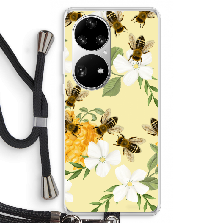 No flowers without bees: Huawei P50 Pro Transparant Hoesje met koord