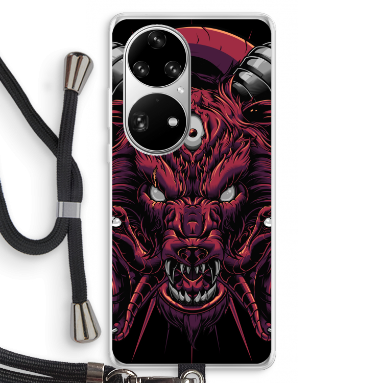 Hell Hound and Serpents: Huawei P50 Pro Transparant Hoesje met koord