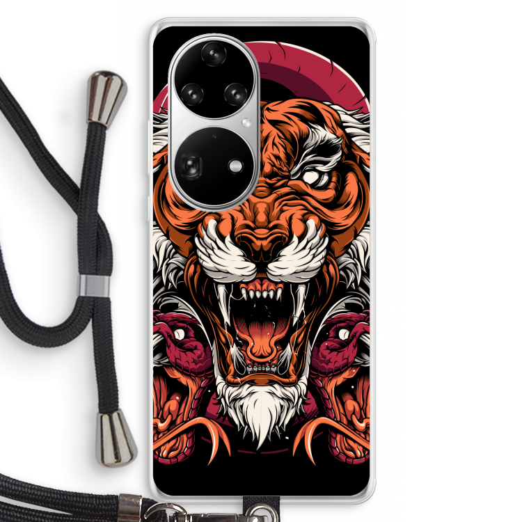 Tiger and Rattlesnakes: Huawei P50 Pro Transparant Hoesje met koord