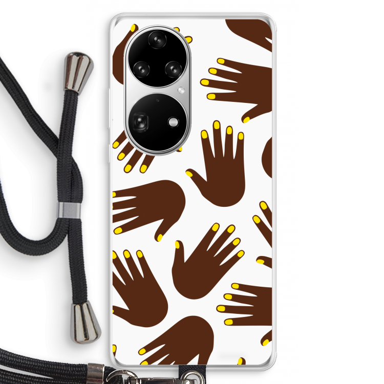 Hands dark: Huawei P50 Pro Transparant Hoesje met koord