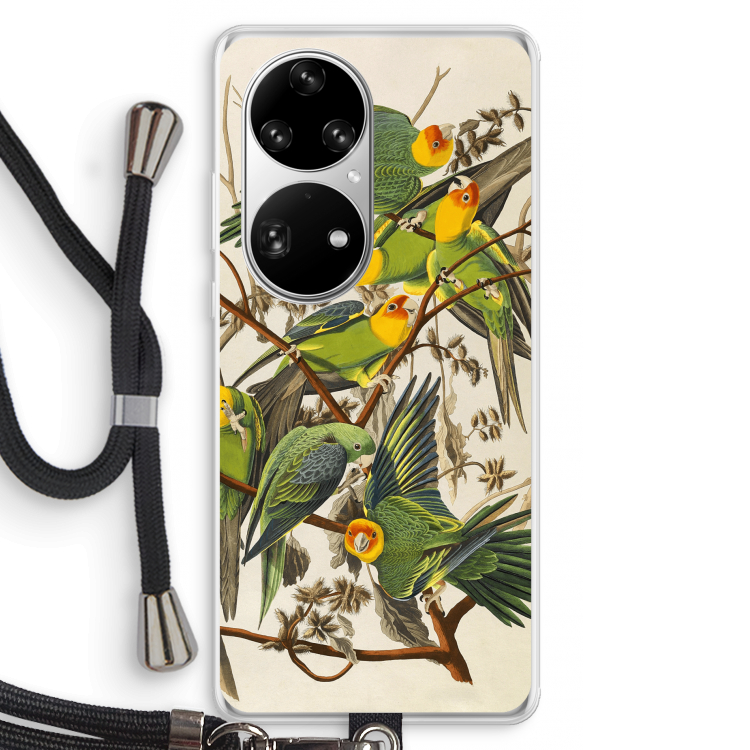 Carolinaparkiet: Huawei P50 Pro Transparant Hoesje met koord