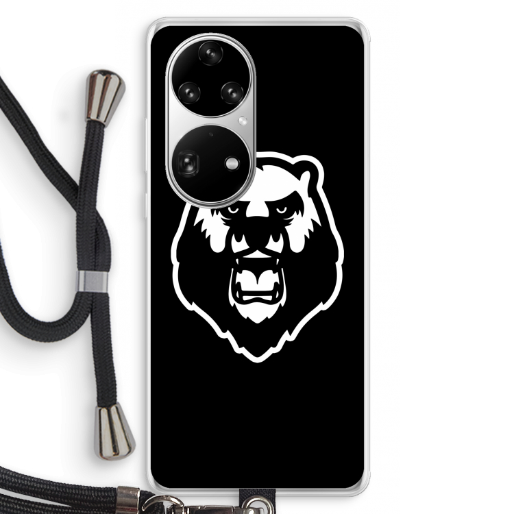 Angry Bear (black): Huawei P50 Pro Transparant Hoesje met koord