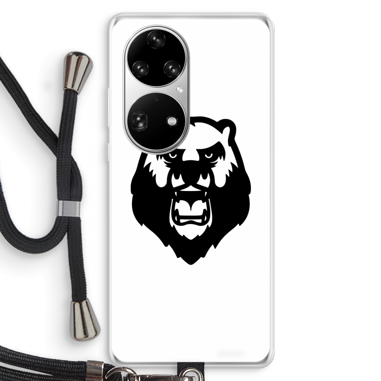 Angry Bear (white): Huawei P50 Pro Transparant Hoesje met koord