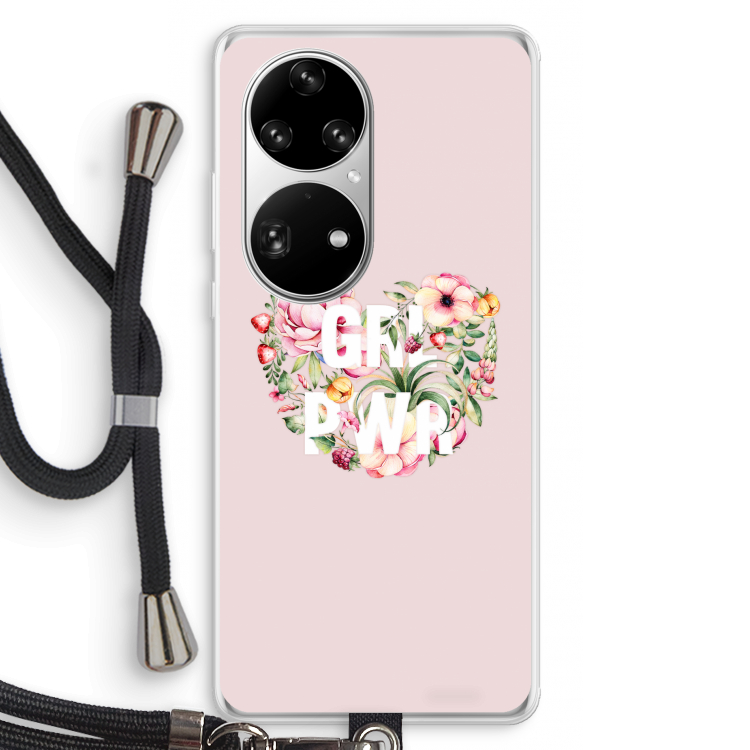 GRL PWR Flower: Huawei P50 Pro Transparant Hoesje met koord