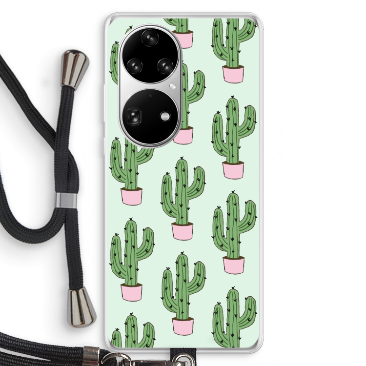 Cactus Lover: Huawei P50 Pro Transparant Hoesje met koord