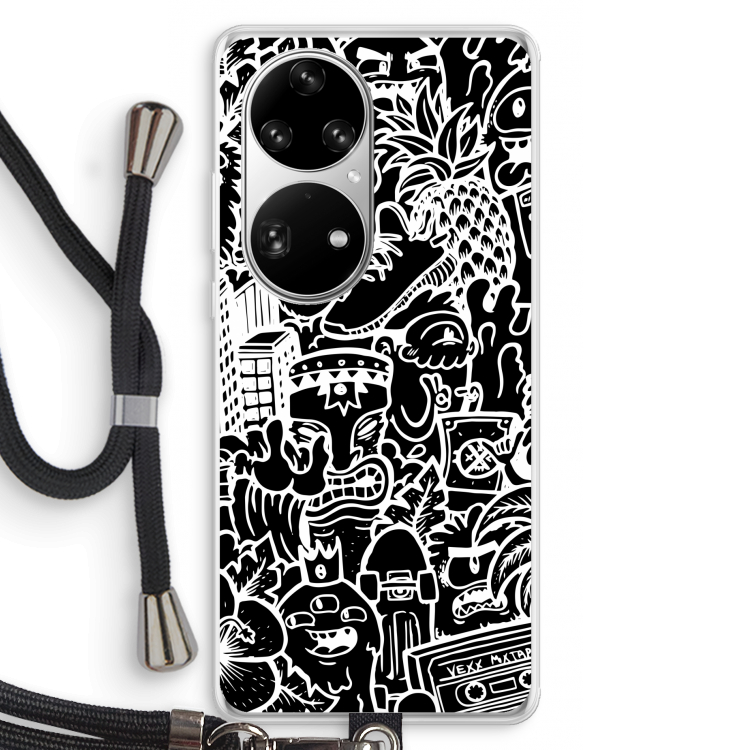 Vexx Black Mixtape: Huawei P50 Pro Transparant Hoesje met koord