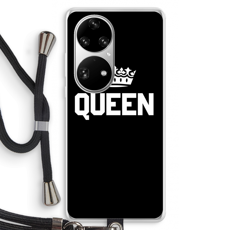 Queen zwart: Huawei P50 Pro Transparant Hoesje met koord