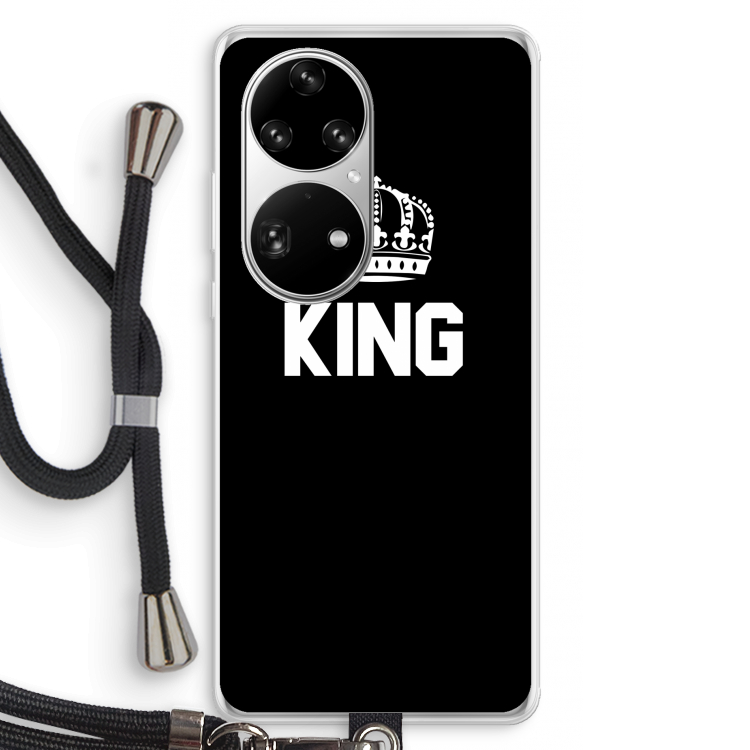 King zwart: Huawei P50 Pro Transparant Hoesje met koord