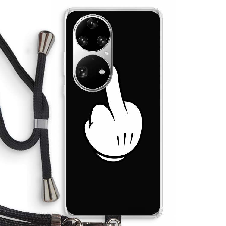 Middle finger black: Huawei P50 Pro Transparant Hoesje met koord