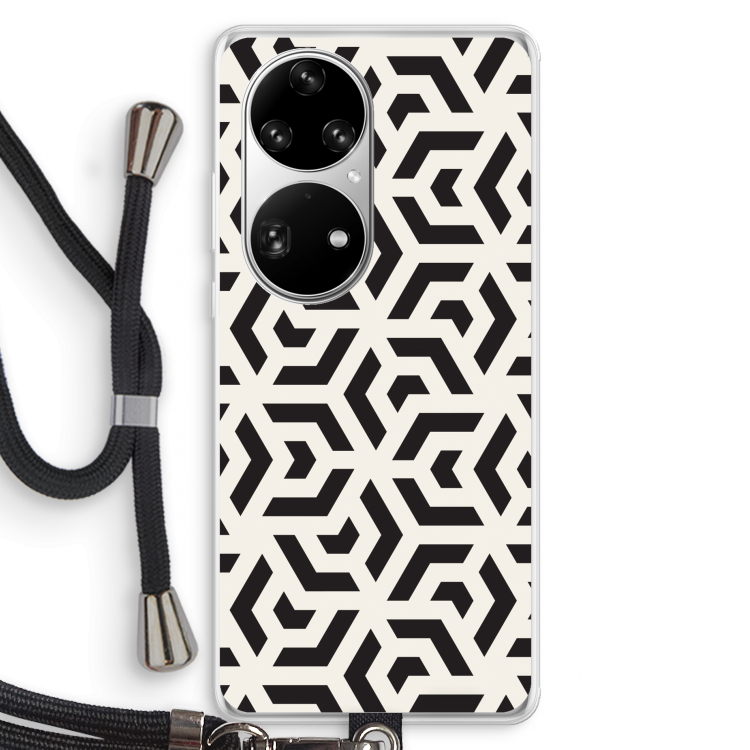 Crazy pattern: Huawei P50 Pro Transparant Hoesje met koord