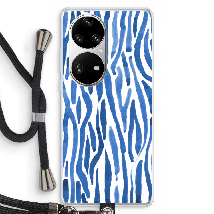 Blauwe nerven: Huawei P50 Pro Transparant Hoesje met koord