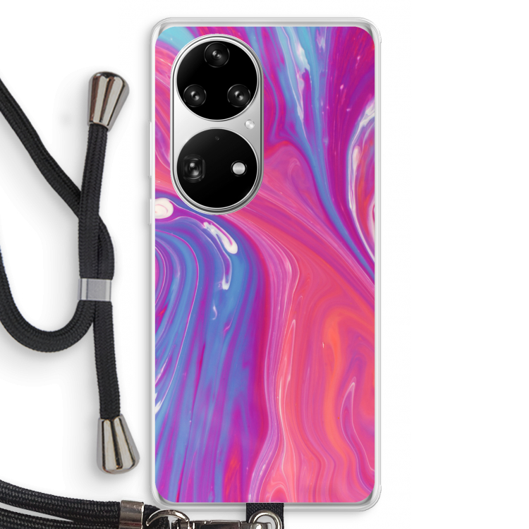 Paarse stroom: Huawei P50 Pro Transparant Hoesje met koord