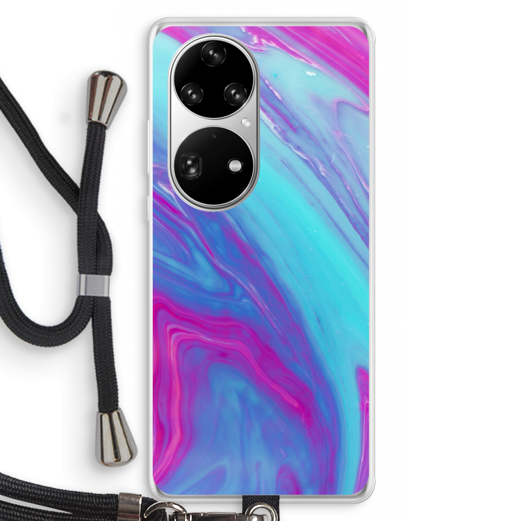 Zweverige regenboog: Huawei P50 Pro Transparant Hoesje met koord