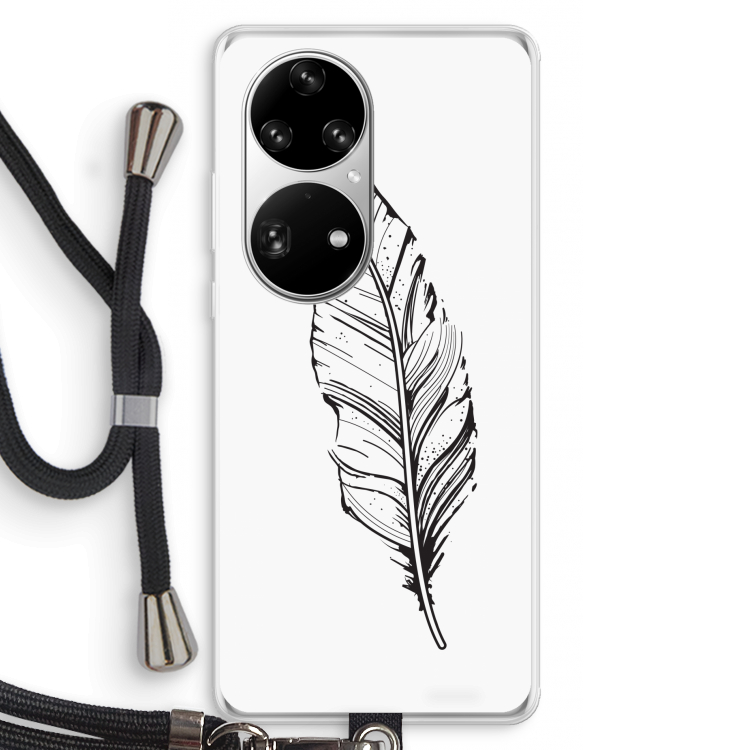 Pluim: Huawei P50 Pro Transparant Hoesje met koord