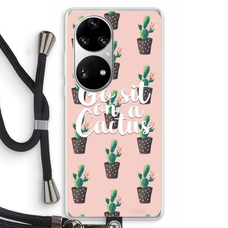 Cactus quote: Huawei P50 Pro Transparant Hoesje met koord