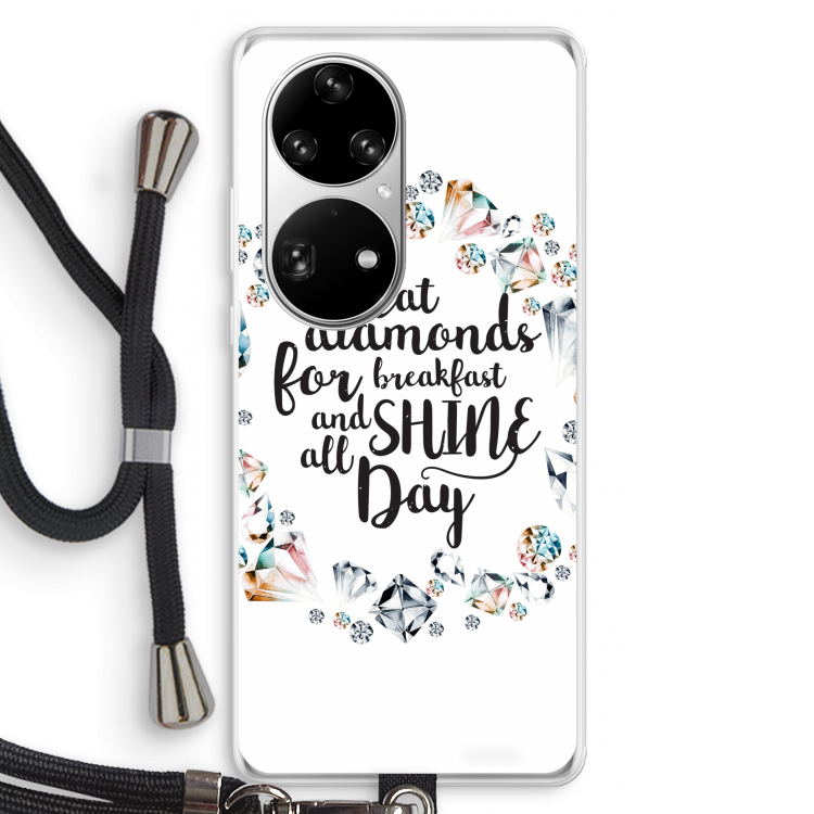Diamonds: Huawei P50 Pro Transparant Hoesje met koord