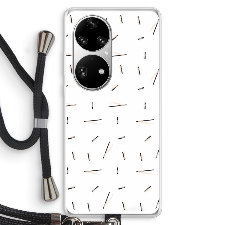 Hipster stripes: Huawei P50 Pro Transparant Hoesje met koord