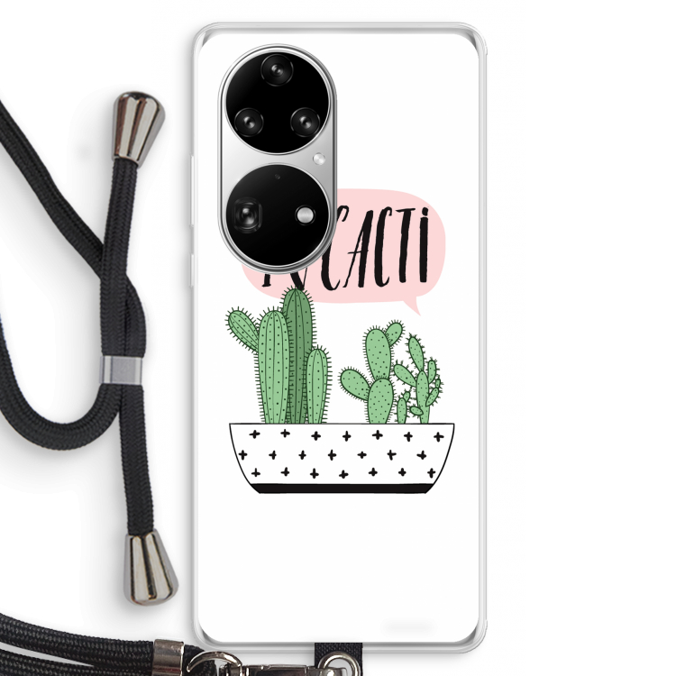 I love cacti: Huawei P50 Pro Transparant Hoesje met koord