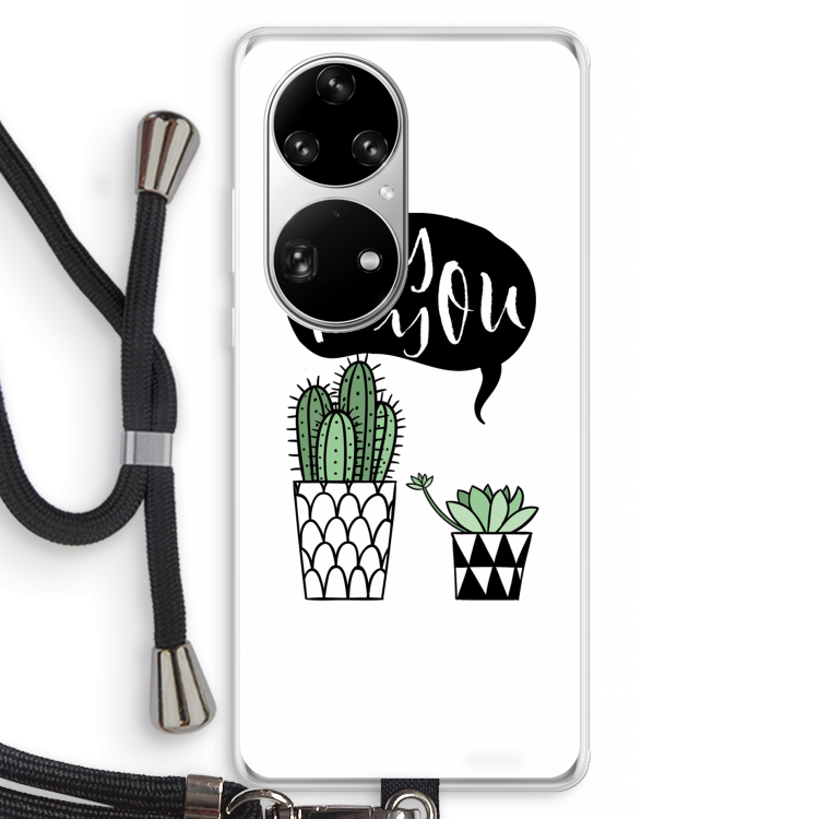 Hey you cactus: Huawei P50 Pro Transparant Hoesje met koord