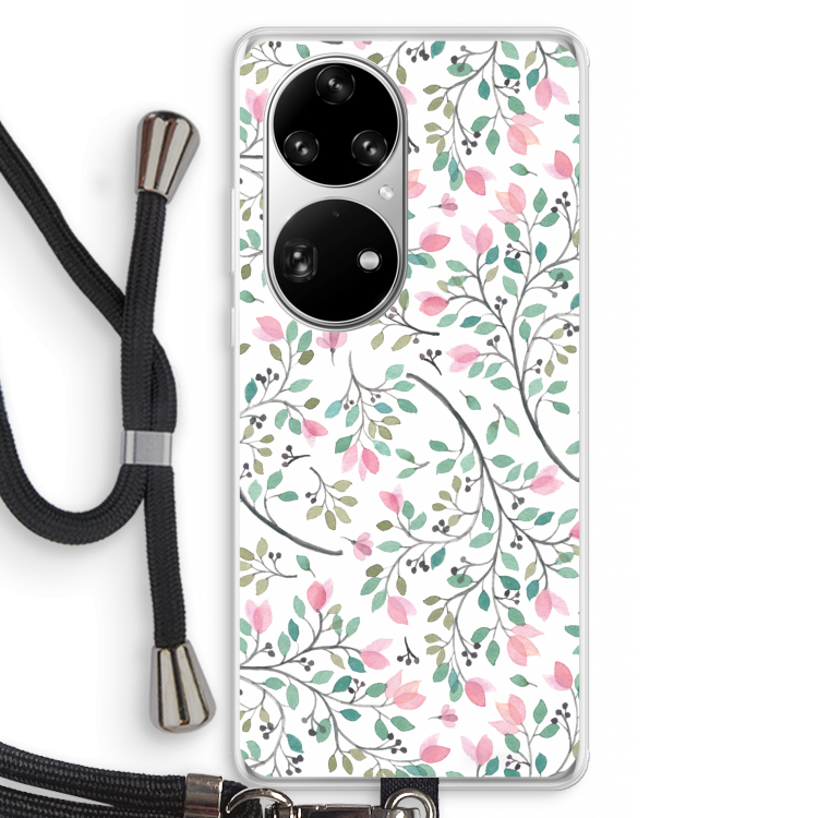 Sierlijke bloemen: Huawei P50 Pro Transparant Hoesje met koord