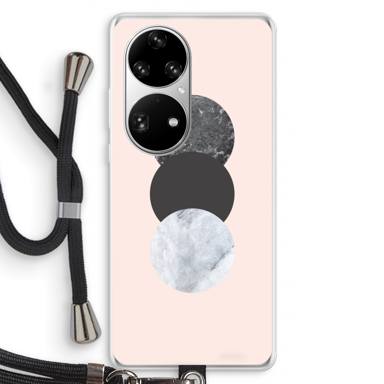 Marmeren cirkels: Huawei P50 Pro Transparant Hoesje met koord