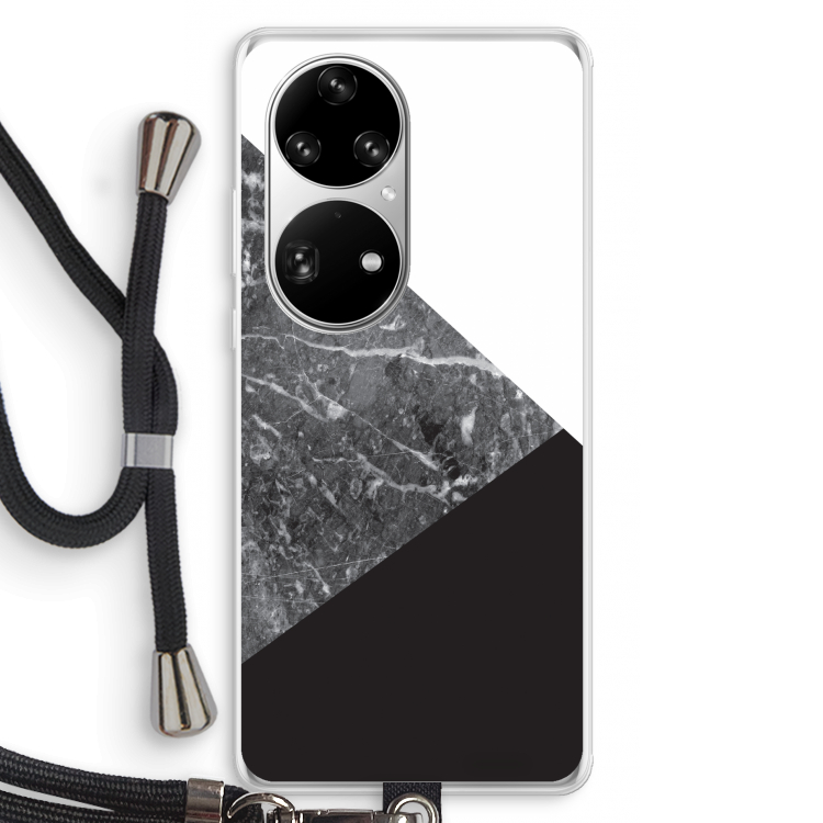 Combinatie marmer: Huawei P50 Pro Transparant Hoesje met koord
