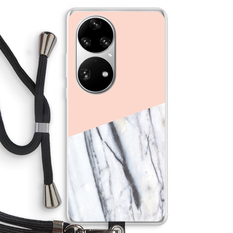 A touch of peach: Huawei P50 Pro Transparant Hoesje met koord